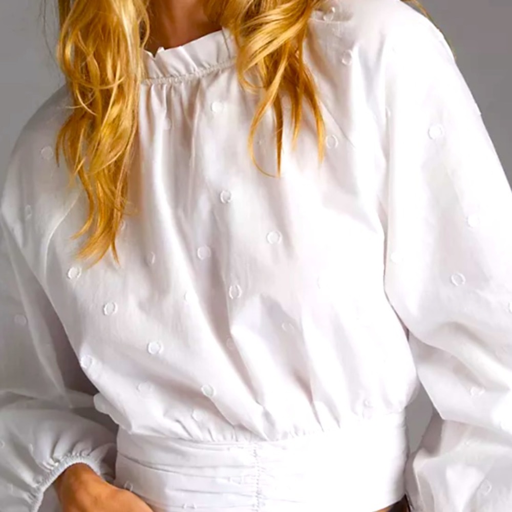 Maeve Polka Dot Puff Sleeved Blouse